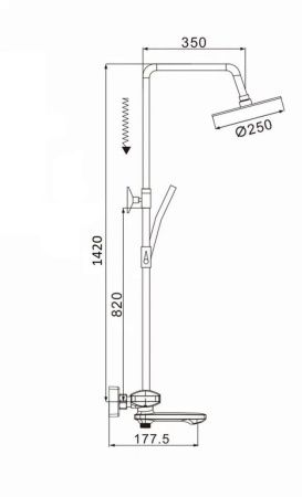 Душевая стойка Rose R3996T настенная цвет нержавеющая сталь с термостатом