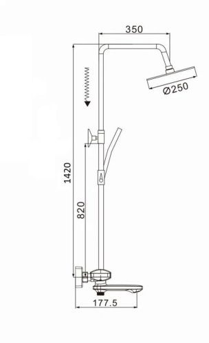Душевая стойка Rose R3996T настенная цвет нержавеющая сталь с термостатом - фото 3
