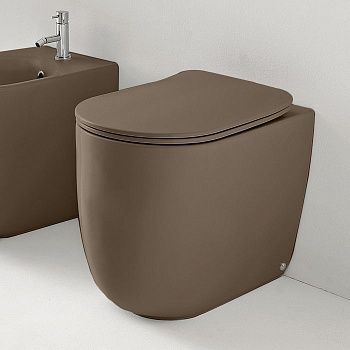 Чаша унитаза приставная Kerasan Nolita 531888 цвет коричневый без сиденья безободковая каскадный смыв