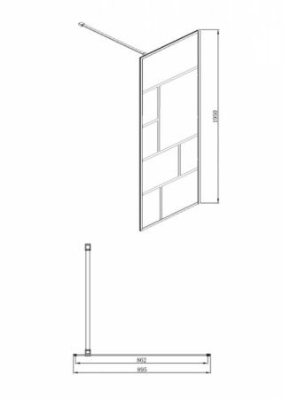 Душевая перегородка Bravat Blackline BG090.6414B 90х195 стекло прозрачное профиль черный