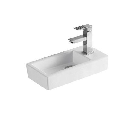 Раковина из сантехнического фаянса CeramaLux 9272L 40х20 накладная цвет белый 1 отверстие под смеситель