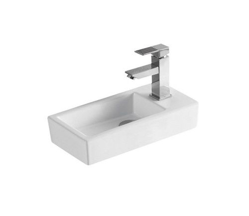 Раковина из сантехнического фаянса CeramaLux 9272L 40х20 накладная цвет белый 1 отверстие под смеситель - фото 3