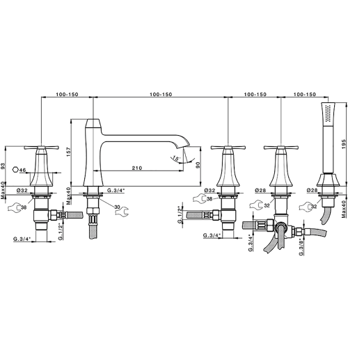 Смеситель Cisal Cherie CX0002606T Акция на борт ванны хром - фото 2