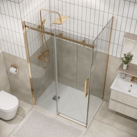 Боковая стенка Grossman Classic 200.K33.04.100.32.00 100х195 стекло прозрачное профиль золото