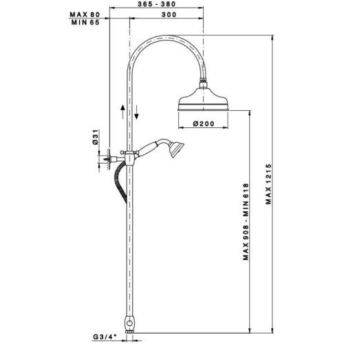 Душевая стойка Nicolazzi Doccia 5712WSBZ20 настенная цвет бронза - фото 2