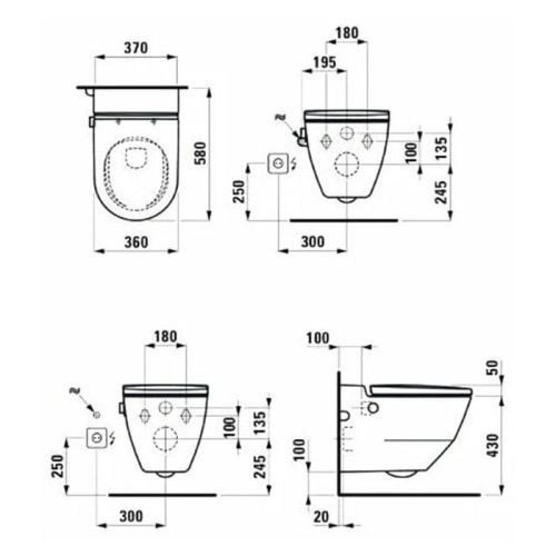 Унитаз-биде подвесной Laufen Cleanet 8.2060.1.400.000.1 белый с сиденьем микролифт безободковый каскадный смыв - фото 2