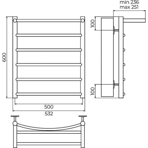Полотенцесушитель водяной Terminus 4670078556752 55х60 хром - фото 3