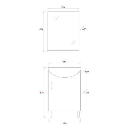Комплект мебели: тумба + раковина Onika ЭКО 105204 50х40 напольный цвет белый - фото 4
