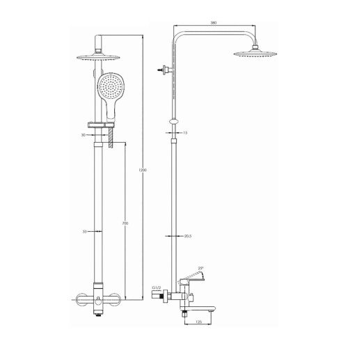 Душевая стойка G.Lauf NOB16-A128 настенная цвет хром - фото 3