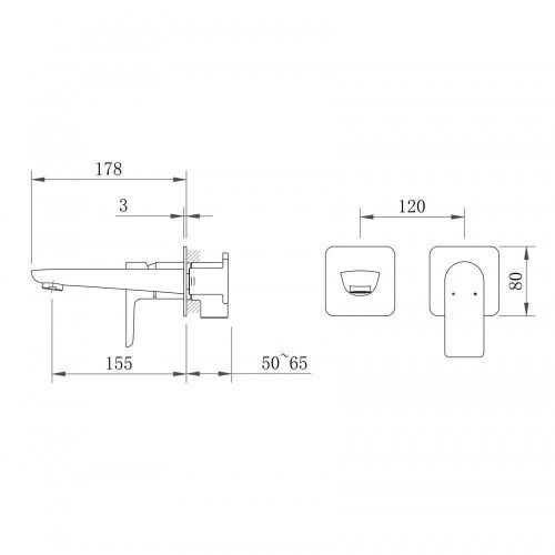 Смеситель для раковины Berges VENTAS 76008 встраиваемый в стену черный - фото 5