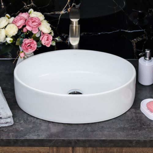 Раковина из сантехнического фарфора Melana 7151-805 50х40 накладная цвет белый без отверстий под смеситель - фото 3