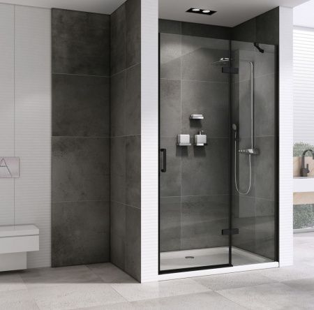 Душевая дверь Abber Zart AG08100B 100х195 стекло прозрачное профиль черный