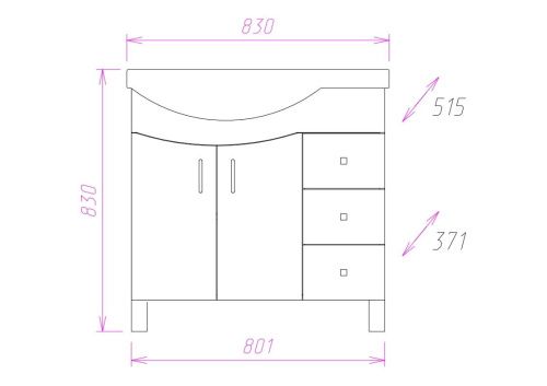 Тумба под раковину Onika Эльбрус 108202 80х40 напольная цвет белый - фото 3