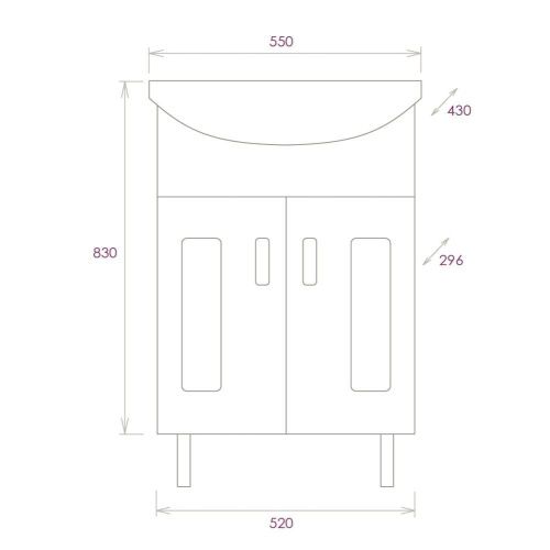 Тумба под раковину Onika Кристалл 105555 50х30 напольная цвет белый - фото 3