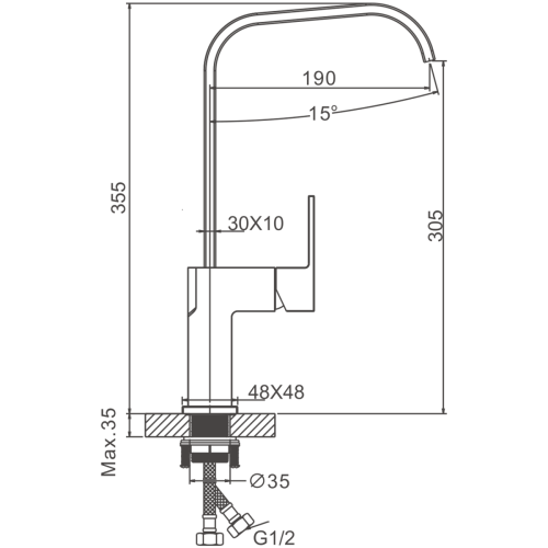 Смеситель для кухни BELZ B70613-7 на столешницу черный - фото 2