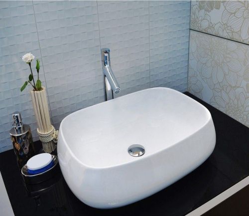 Раковина из сантехнического фаянса CeramaLux 9243 60х40 накладная цвет белый без отверстий под смеситель - фото 5