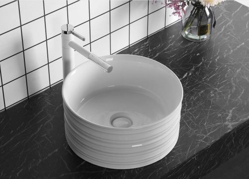 Раковина из сантехнического фарфора Cerutti SPA CR0051A 40х40 накладная цвет белый без отверстий под смеситель