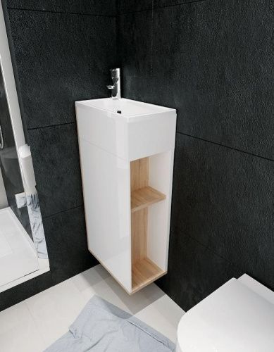 Тумба с раковиной 1MarKa Laura У85930 40х20 напольная цвет коричневый - фото 3