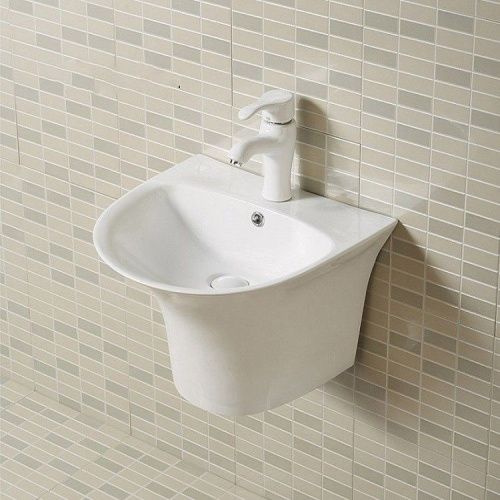 Раковина из сантехнического фаянса CeramaLux NB165 60х50 подвесная цвет белый 1 отверстие под смеситель - фото 3