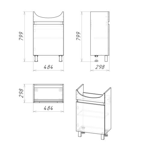 Тумба под раковину Grossman Поло 105004-1 50х30 напольная цвет белый/коричневый - фото 4