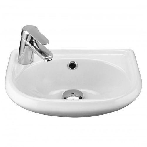 Раковина из сантехнического фарфора Santek Бриз 1WH110442 40х30 подвесная цвет белый 1 отверстие под смеситель - фото 2