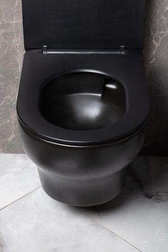 Унитаз подвесной Boheme Fiore 978-SET-B цвет черный с сиденьем микролифт безободковый смыв торнадо - фото 4