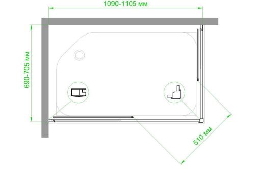 Душевой уголок Royal Bath HPD RB7110HPD-T-ST 110х70 стекло прозрачное профиль сатин без поддона - фото 5