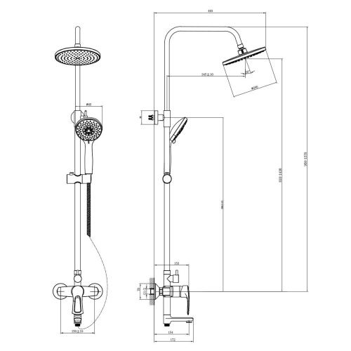 Душевая стойка Rossinka T T40-46 настенная цвет хром - фото 2