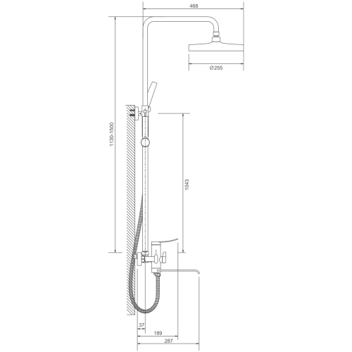 Душевая стойка Belz B812 B24812-3 настенная цвет оружейная сталь - фото 2