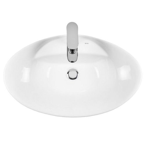 Раковина из сантехнического фарфора Bond Oval S15-590 60х40 накладная цвет белый 1 отверстие под смеситель - фото 2