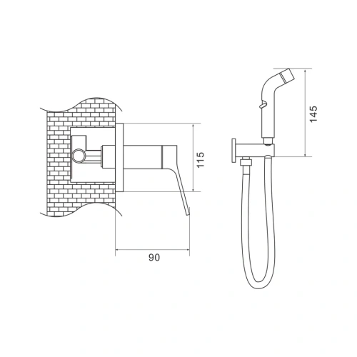 Гигиенический душ со смесителем Shevanik S43G S4305G золото - фото 3
