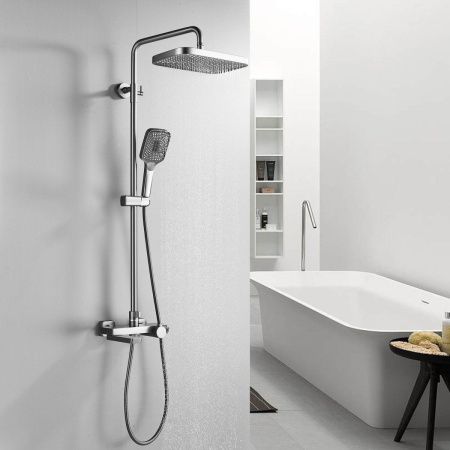 Душевая стойка Rose R1896T настенная цвет серый с термостатом