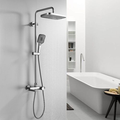 Душевая стойка Rose R1896T настенная цвет серый с термостатом - фото 5