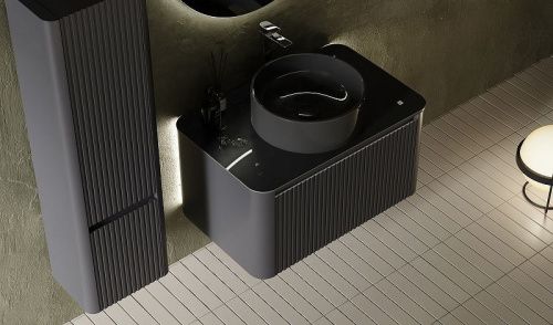 Шкаф-пенал Jorno LUMINO Lum.04.120/P/A/JR 40х120 подвесной цвет черный - фото 3