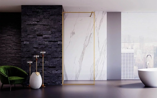 Душевая перегородка Veconi Korato KR81G-110-01-C4 110х200 стекло прозрачное профиль золото