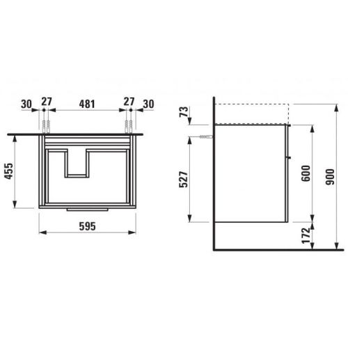 Тумба под раковину Laufen Kartell 4.0755.2.033.635.1 60х50 подвесная цвет оранжевый - фото 2