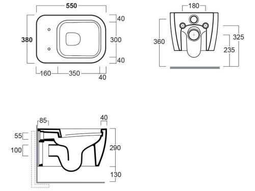 Чаша унитаза подвесная Simas HE 18 bia цвет белый без сиденья безободковая каскадный смыв - фото 3