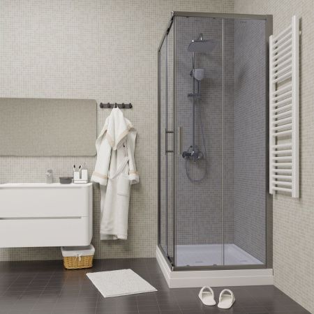 Душевой уголок Parly QZ81S 100х80 стекло тонированное профиль хром с поддоном