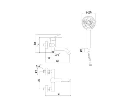 Смеситель для ванны и душа Fmark FS8206W настенный белый