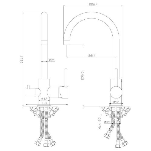Смеситель для кухни Rossinka Z Z35-28 на мойку хром - фото 2