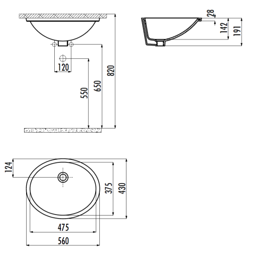 Раковина из сантехнического фарфора Creavit TP214-00CB00E-0000 60х40 встраиваемая цвет белый - фото 2