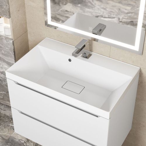 Раковина из искусственного камня Uperwood Classic New 291021025 70х50 полувстраиваемая цвет белый - фото 2