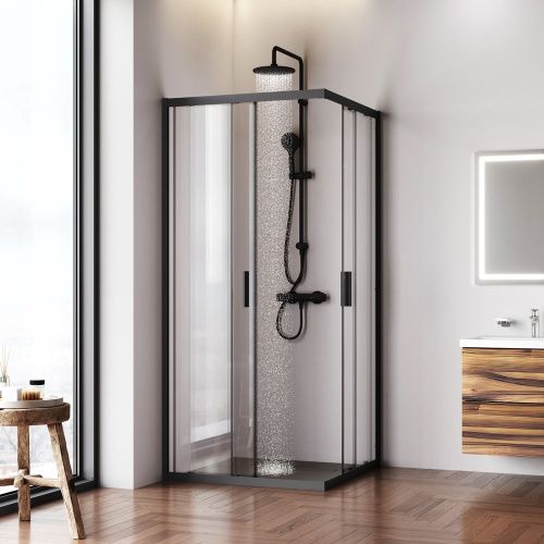 Душевой уголок Am.Pm Gem W90G-403-9090BT 90х90 стекло прозрачное профиль черный без поддона - фото 3
