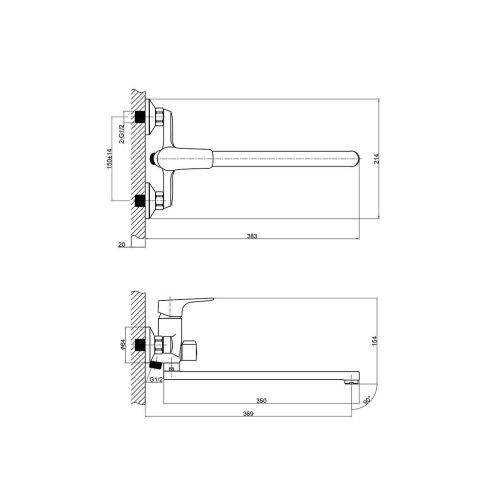 Смеситель для ванны Rossinka RS31 RS31-32 настенный хром - фото 2