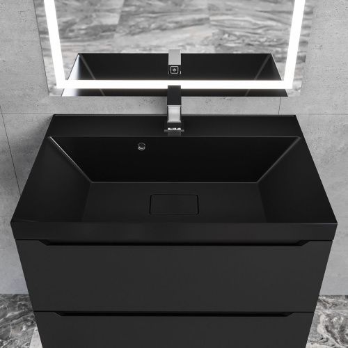 Раковина из искусственного камня Uperwood Classic New RClassicNew70bg 70х50 полувстраиваемая цвет черный - фото 3