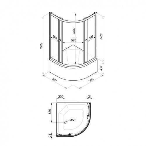 Душевой уголок Тритон Ультра Щ0000065752 90х90 стекло матовое профиль белый с поддоном - фото 2