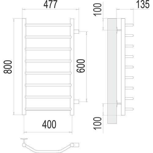 Полотенцесушитель водяной Terminus 4670078530103 50х80 хром - фото 3
