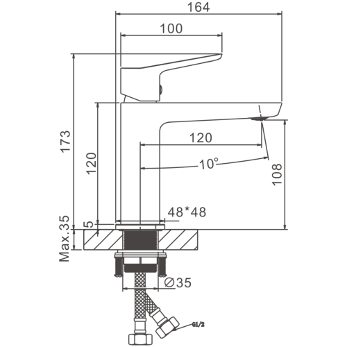 Смеситель BELZ B10715-3 на раковину оружейная сталь - фото 2