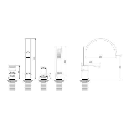 Смеситель Abber Wasserfall AF8613B на борт ванны черный - фото 3