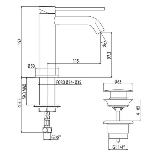 Смеситель Gattoni CIRCLE TWO 9142/91C0 на раковину хром - фото 2